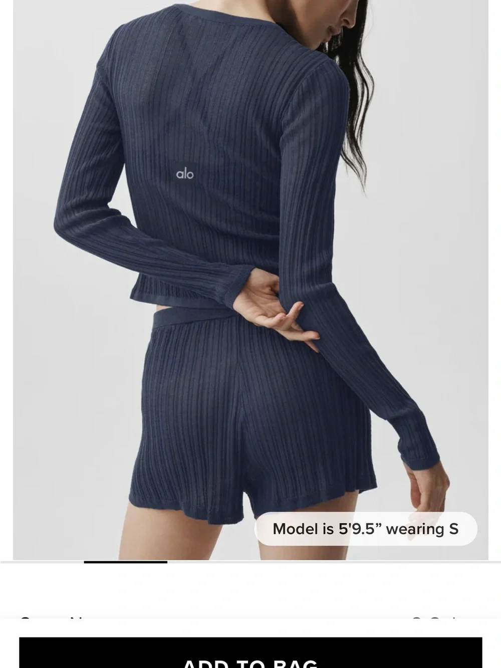ALO Yoga Ribbed Button-Front Cardigan in Navy